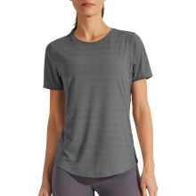 Damen Yoga Trainingsshirt Sportshirt Schnelltrocknend Grau S — schnelltrocknendes damen t shirt, sport t shirt fürs yoga, fitness t shirt grau