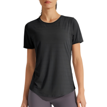 Women's Yoga Exercise T-Shirt Sports Training Short Sleeve Black XL — womens yoga top, quick dry training shirt, black sports t shirt xl