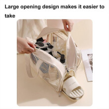(Beige, with Shoe Warehouses) Waterproof Swimming Beach Bag Toiletries and Cosmetics Bag