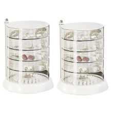 Rotable Clear Earring Organizer Box 5 Layers Jewelry Organizer Storage Box Hair Tie Container Holder Different Size