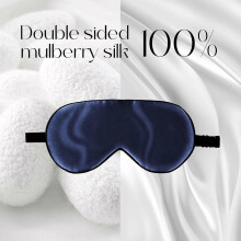 100% Mulberry Silk Sleep Mask with Adjustable Strap, Super-Smooth Soft Natural Silk Eye Mask for Sleep, Multiple Color Options(Navy Blue)