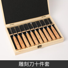 (Ten-piece set of carved chisels) Wood Carving Tools Set SK5 Beech Round Handle Wood Carving Chisel Set 3-12Pcs with Metal Ferrule Box Pack