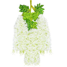 16PCS Artificial Wisteria Hanging Flowers Garland Wisteria Artificial Flowers for Wedding Decorations Garden(White)