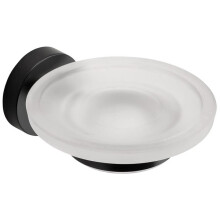 Croydex Soap Dish & Holder Epsom Black Frosted Glass Flexi-Fix 130x107.5x54mm