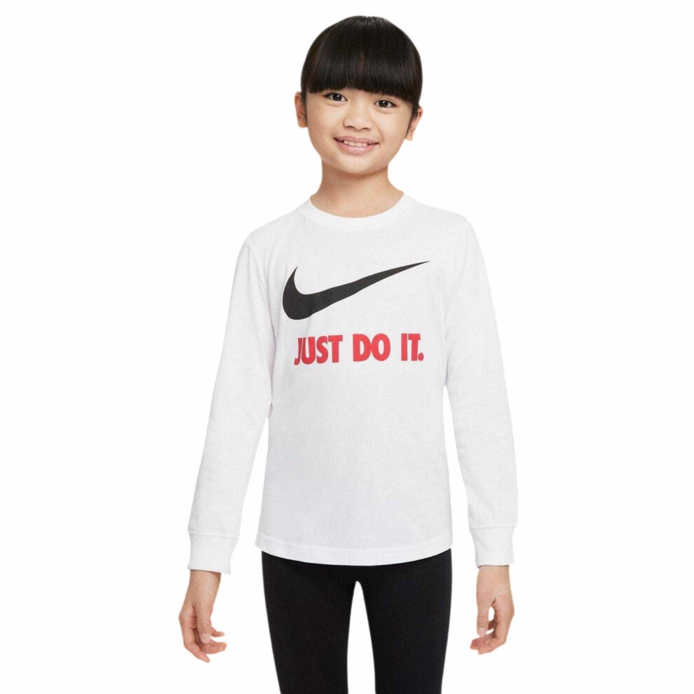 Nike (4-5 Years, ) Childrens/Kids Just Do It Swoosh Long-Sleeved T-Shirt White