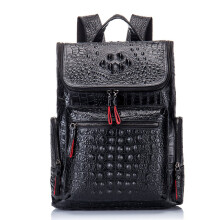 Boshiho Echtleder Laptop Rucksack Fashion Reisetasche für Männer, Krokodil Muster (S)