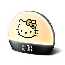 Hello Kitty Soluppgång Väckarklocka - Flerfärgade Lampor, USB-laddning, LED-display, Snooze-funktion