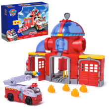 Paw Patrol Brandstation med Marshall Figur, Räddningstruck, Ljus, Launcher & Ljud, Barnleksaker 3 år och uppåt