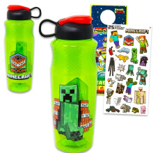 Minecraft Vattenflaska för Pojkar - Bundle med 30oz Återfyllbar Flaska och Klistermärken