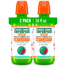 TheraBreath Kids Munskölj med Fluor, Ekologisk Galen Vattenmelon, Antikavitets, 16 fl oz (2 Pack)