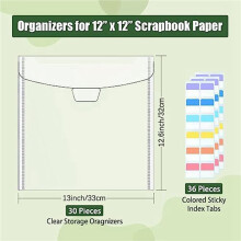90-Piece Scrapbook Paper Storage Organizer,for 12 X 12 Inch Scrapbook Paper, Vinyl Records, and Cards Stock