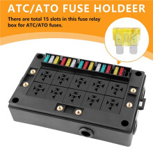 4X 12V Automotive Fusible Relay Box Universal Block pour Car, Truck - 10 Slot Style Relay Holder, 15 Slot ATC/ATO Fusible Holder