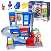 Paw Patrol: Pup Squad, Räddningscentral med Chase Pup Squad Racer, Humdinger & Kattvän, Leksaker för Barn 3+