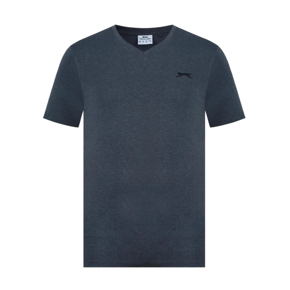 Slazenger (S, Charcoal Marl) Mens Embroidered Logo Cotton T-Shirt Multicoloured