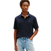 Tommy Hilfiger Herrkortärmad Polo T-shirt i Regular Fit, Navy Blazer Heather Medium