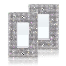 (2PCS) COUVERCLE DE INTERRUPTEUR EN RHINESTONES ARGENTÉ ÉCLAT CRISTAL