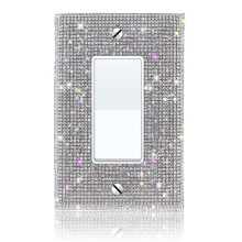 (1STK) BLING SILVER RHINESTONE VÄGGKONTAKT VITTAKTSKÅP MED GLITTRANDE KRISTALL