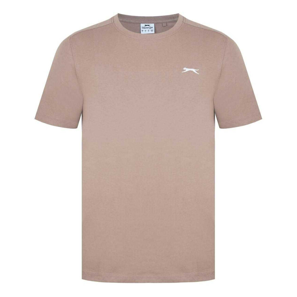 Slazenger (L, Dark Beige) Mens 3D Logo T-Shirt Cream,Multicoloured
