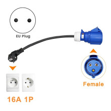 2X EV Charger Female Plug 3 Pins Adapter Waterproof Connection WallMount Socket 32A 1Phase 7KW Portable Charger EU Plug