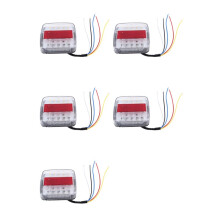 5X 12V LED Square Lamp Two-Color Tail Lamp Universal Car Supplies White Cover