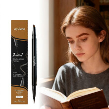 Zephoco Brown 2-In-1 Eyebrow Pencil, Provides 3D Color, Long-Lasting, Smudge-Proof, Creates Natural Brows, Convenient And Smooth