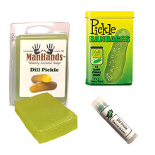 Pickle Bath & Grooming Sampler Presentpaket (3 delar) - Dill Pickles Läppbalsam, Pickle Bandage & Tvål