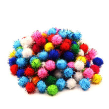 Sicraft 100 st Glittriga Tinsel Pom Poms Glitterbollar för DIY/Partyddekoration/Katt (1,5CM 100ST)