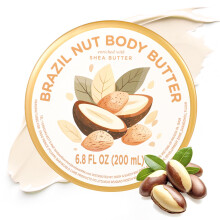 puresoak bad Brasilnöt Kroppssmör, Shea Smör Fuktkräm, Naturligt Kroppssmör för Män och Kvinnor 6.8 fl oz