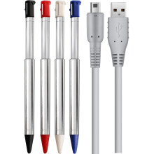 Bolígrafo Stylus 3DS, Set de 4 en 1 de Bolígrafo Táctil Retráctil de Metal con Cable USB