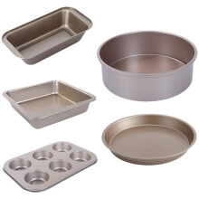 Set di 5 Teglie da Forno nel Acciaio al Carbonio Oro Antiaderente Set di Teglie Set di Tortiere Teglie da Forno Antiaderenti