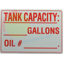 Capacidad del Tanque_GALONES Cartel de Aceite #_ Cartel de Aluminio Reflectante (Blanco, Aluminio 7X10)