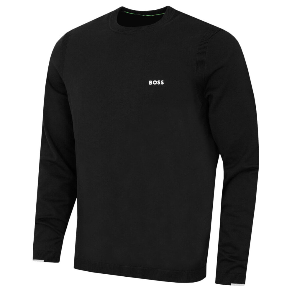 Hugo Boss (Xl, ) Mens Ever-X Soft Cotton Perforated Crew Neck Golf Sweater Black
