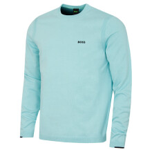 (M, Light Blue) Hugo Boss Mens Ever-X Soft Cotton Perforated Crew Neck Golf Sweater
