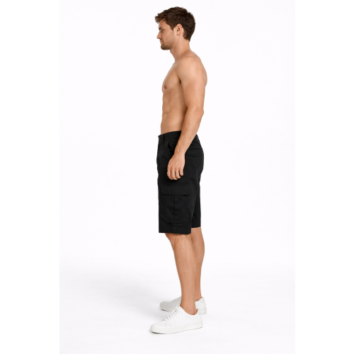 True Face (Black, 42) Mens Stretch Cotton Cargo Shorts Multi Pocket 2
