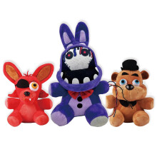 TZMAPU Fazbear Plush Foxy, Sliten Lila Kanin, Gosedjur Figurer Gåva för Barn, Security Breach Plush (3PCS)