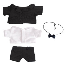 niannyyhouse Traje Negro Con Pajarita Camisa Blanca Pantalones 7.8in(20cm) Ropa para Muñeco de Peluche