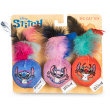 Disney para mascotas Lilo y Stitch 3pk Pelotas de Plumas Sonoras para Gatos con Catnip