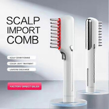 Electric Hair Growth Scalp Massage Comb 655nm Red Light Microcurrent 12000RPM High Frequency Vibration Anti Hair Loss Home Hair Spa White