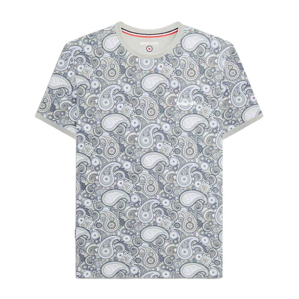 Lambretta (3Xl, Desert Sage) Mens Ss25 Paisley T-Shirt Green,Multicoloured