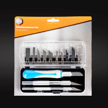 (Paper card blue) Wood Carving Tools Set 16Pcs Aluminum Handle Carving Pen Knife Set with SK2 Blades for Paper & Scrapbook Cutting