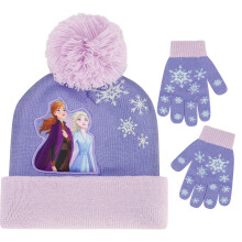 Disney Flicka Frozen Vintermössa och Handskar Set, Elsa och Anna Beanie 4-7 år