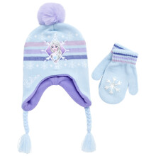 Disney Flickor Vinterset: Öronflap Beanie Hatt, Handskar eller Vantar: Elsa, Anna, Prinsessa (Ålder: 2-7)