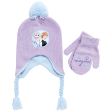 Disney Flicka Vinterset: Öronlappar Beanie, Handskar eller Vantar: Elsa, Anna, Prinsessa (Ålder: 2-7)