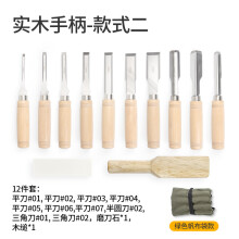 (Solid wood handle 12-piece set) Wood Carving Tools Set Wood Handle Wood Chisel Set, Flat Chisels for Wood Carving & Grooving, Carpenter Hand Tools