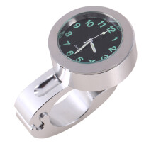 Silver Motorcycle Handlebar Clock Waterproof Glow