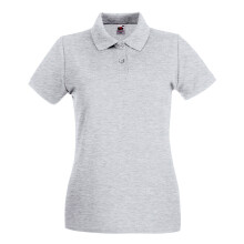 (M, Heather Grey) Fruit Of The Loom Womens/Ladies Premium Fitted Short-Sleeved Polo Shirt