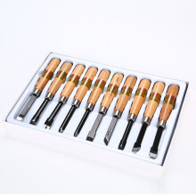 (10pc Black Steel Engraving Chisels) Wood Carving Tools Set 10Pcs SK5 Beech Handle Black Steel Carving Chisels Wood Fruit Engraving Craft Tools