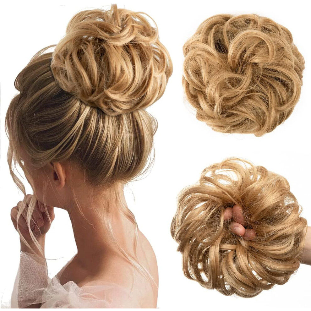Synthetic Hair Extensions Clip-In Bun Ponytail Wavy Golden Blonde â clip in bun, jjstar synthetic hair, wavy synthetic hair, golden blonde