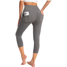 Damen 3/4 Leggings für Yoga Übungen Sport Hoher Bund Grau S — leggings damen 34, leggings high waist, leggings für yoga grau
