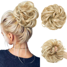 Künstliches Synthetikhaar Haarteil Dutt Pferdeschwanz Gewellt Naturblond — jjstar klemmen knot, klemmen schwanz blond, synthetische wellen haar